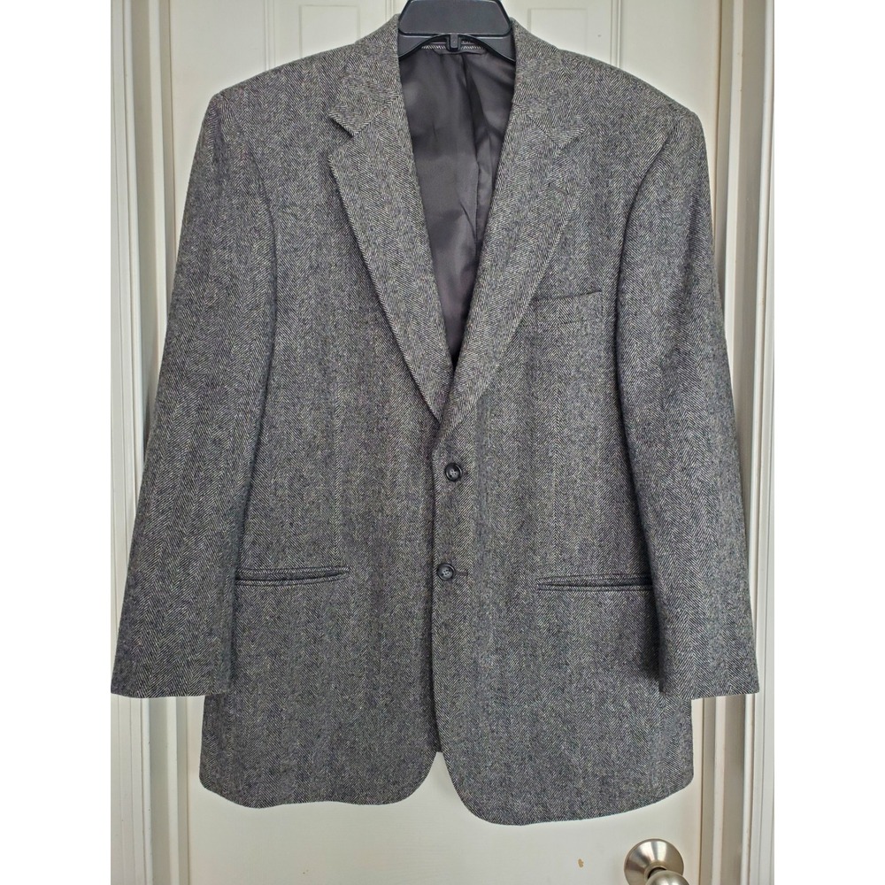 Bert Pulitzer Sport Coat Grey Herringbone Camel Hair Wool Blend Blazer 42R‎